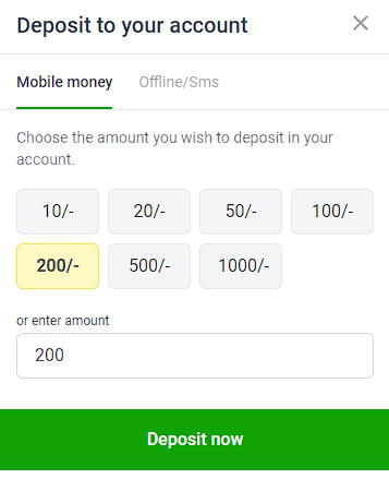 OdiBets deposit page