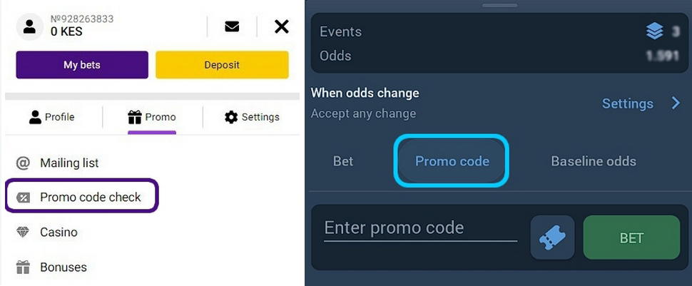 Varients of promo code slots