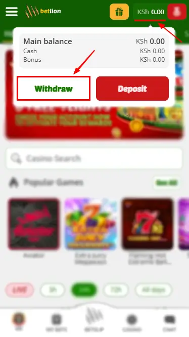 888bet Withdrawal Button