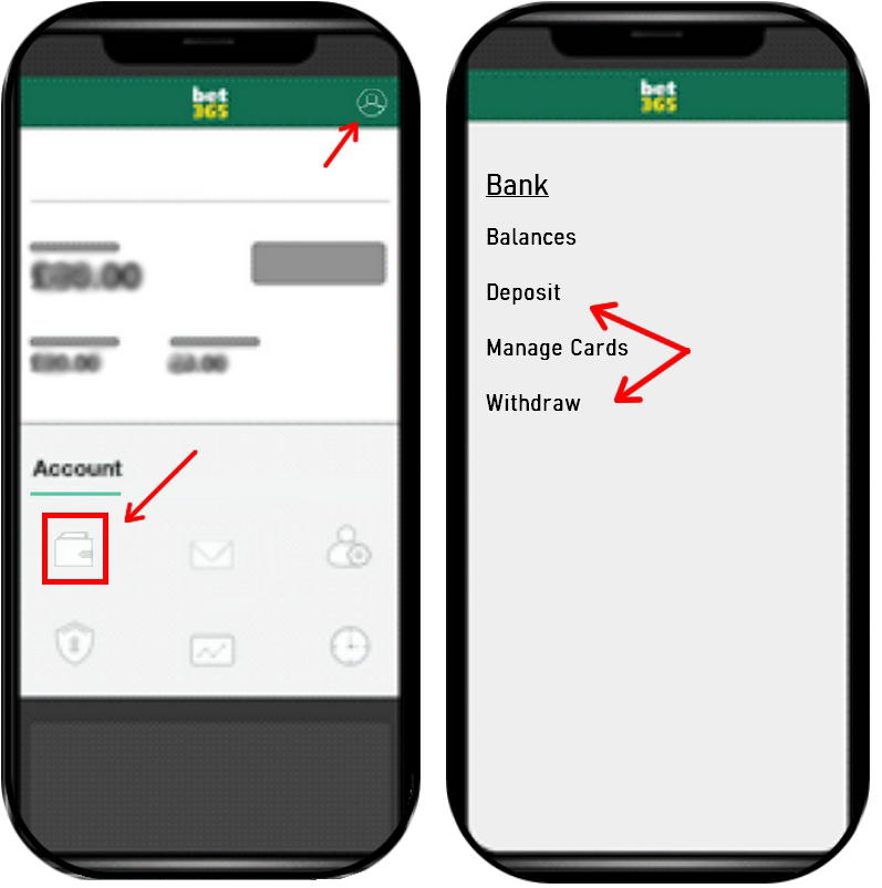 bet365 deposit menu