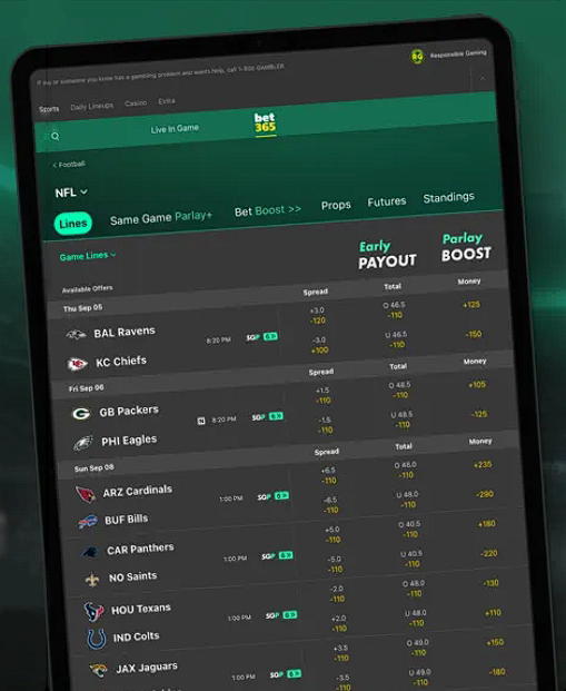 bet365 app on IPad