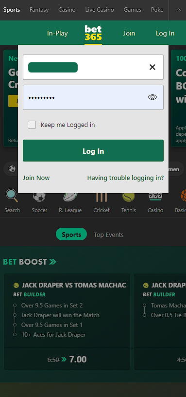 bet365 log in page