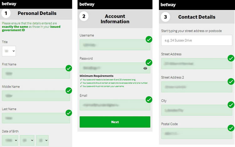 betway registration pages