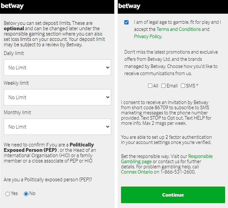 betway start settings