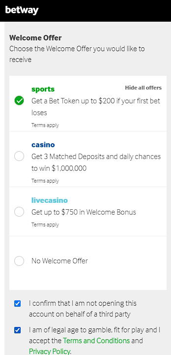 Betway welcome offers