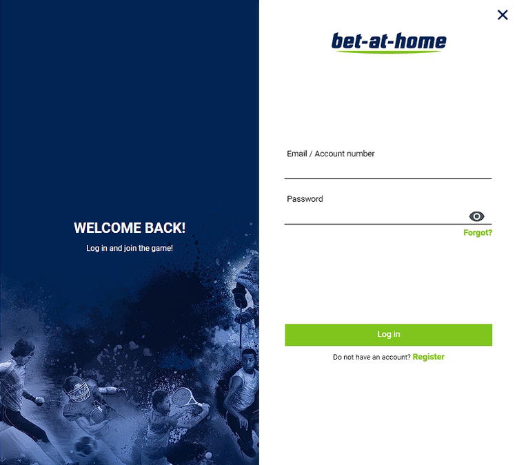 Bet at Home log in page