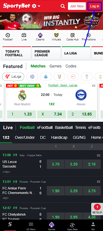 sportybet how to login