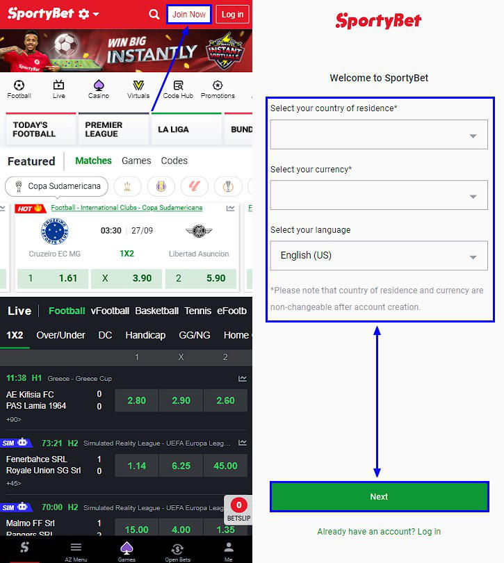 SportyBet sign up

