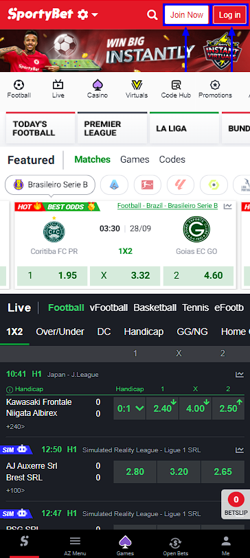 Sportybet login and sing up