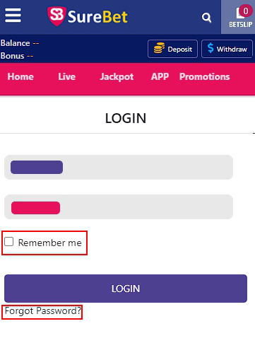 surebet login page