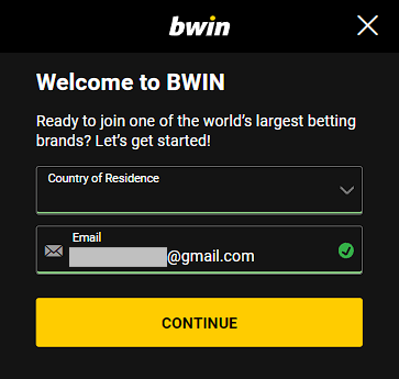 Bwin registration form