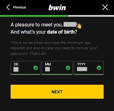 Bwin registration form