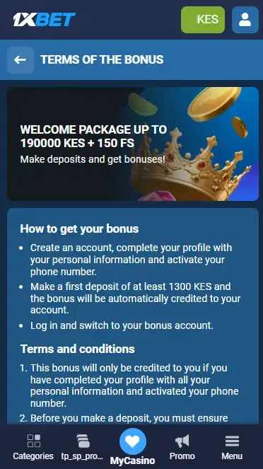 1xBet - Welcome Bonus Page