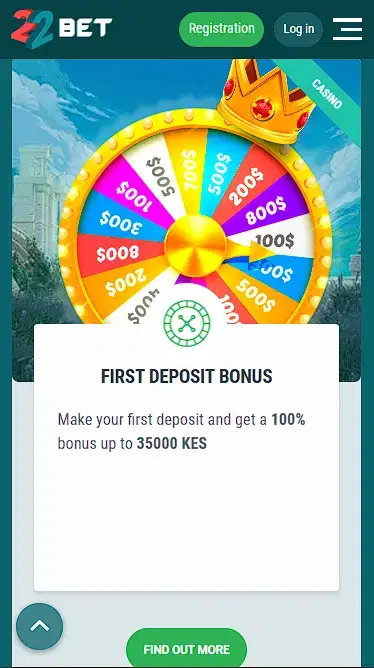 22bet registration bonus