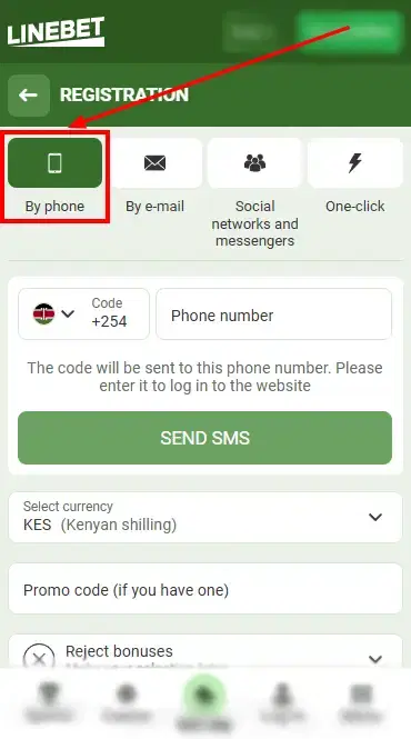 Linebet Aviator Kenya - Registration Form By Phone Number