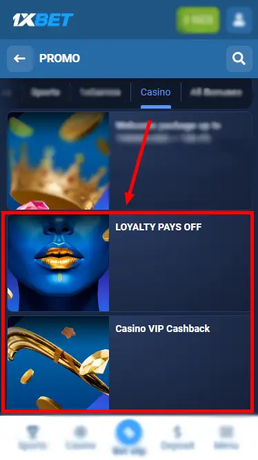 1xBet Casino Promotions - Cashback And Loyalty Program