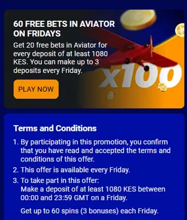 How to get 60 free bets in Aviator?